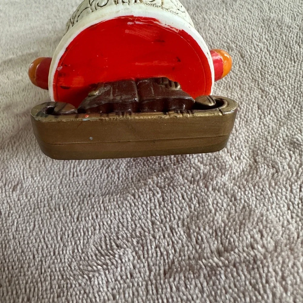 Vintage Hallmark Yesteryears 1976 Santa Skater Joy Ornament Wood‎ Carved Look